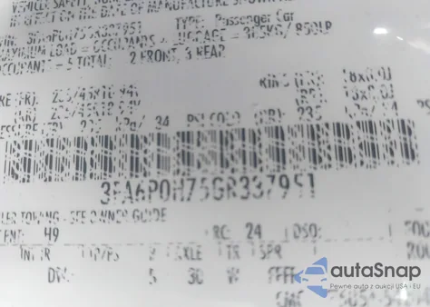 2016 Ford Fusion Se z USA, uszkodzony, nr VIN 3FA6P0H75GR337951